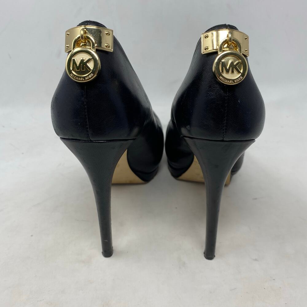 Michael Kors Hamilton Pump Platform Heel Black Leather Womens Size 7.5 - Picture 5 of 8